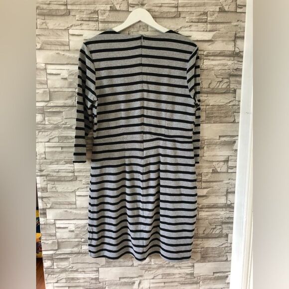 Old Navy || 2 Lot Bundle Long Sleeve Scoop Neck Striped Curved Mini Dress Sz L - Picture 3 of 14